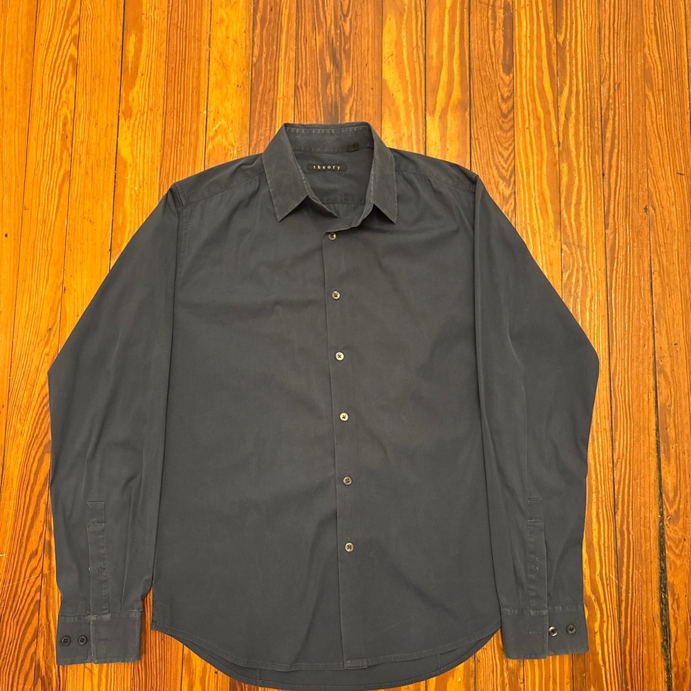 Theory Navy Classic Breatheable Button Down Shirt